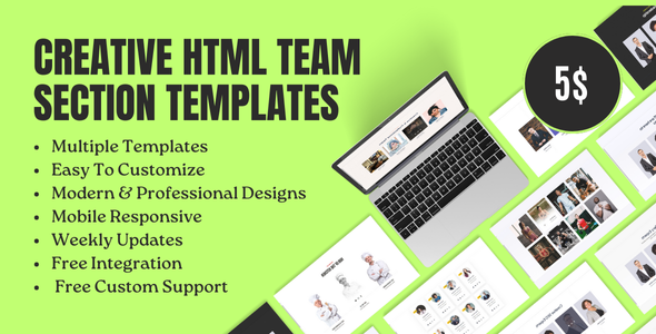 Creative HTML Team Section Templates