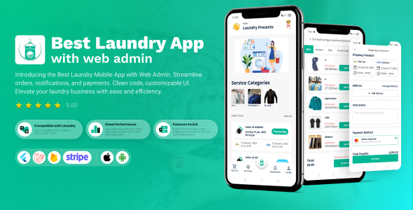 Laundry Flutter App with Admin panel | laundry booking system | Quick wash |On-Demand Laundry