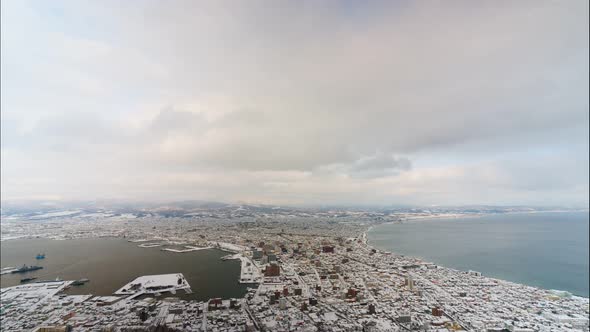 Beautiful landscape top of view at Hakodate city in Hokkaido Japan