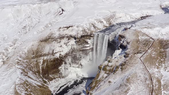 Skogafoss Waterfall one of Iceland's Iconic Landmarks and Tourist Attraction