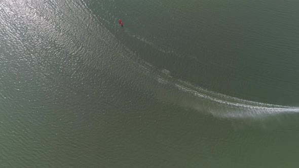 Aerial view of speed boats