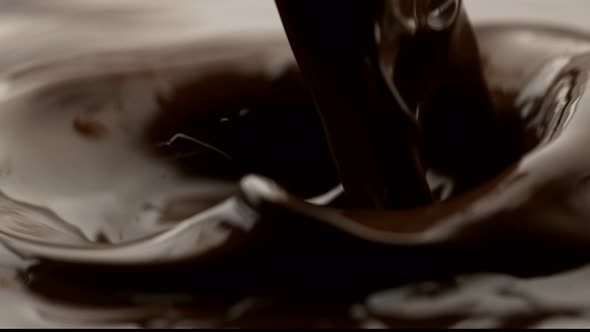 Super Slow Motion Shot of Pouring Melted Chocolate at 1000 Fps