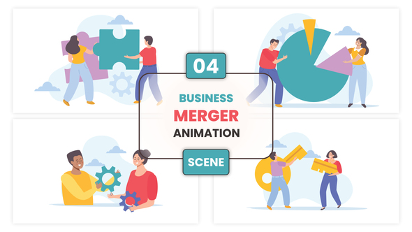 Business Merger Animation Scene