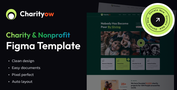 Charityow – Charity Nonprofit & Donation Figma Template – 0 Sold!