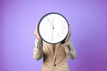 Clock Face Of Businessman Showing Clock