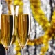 Two Glasses of Champagne Rotating with Christmas Silver and Gold Tinsel - VideoHive Item for Sale
