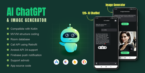 AI ChatBot & AI Image Generator | AI Chat GPT | Kotlin | Admob | Firebase | MVVM | Room DB | Android