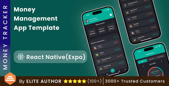 Money Management App Template in React Native | Finance App Template in React Native | MoneyTracker