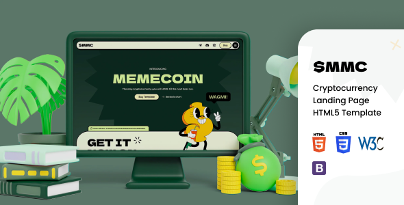 Memecoin – Cryptocurrency Landing Page  HTML5 Template – 0 Sold!