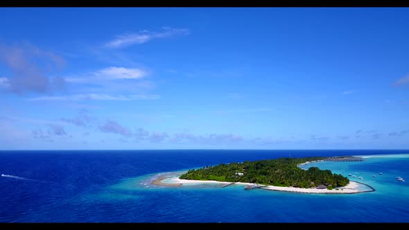 Aerial texture of relaxing tourist beach voyage by transparent ocean and white sandy background of j