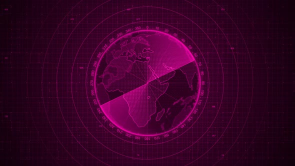 New Pink Color 3d world map Radar Hud Animation