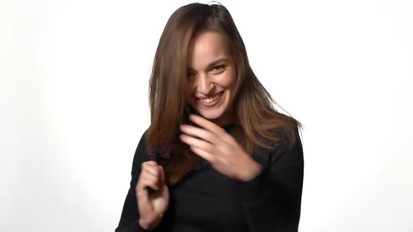 Girl Combing Brushing Hair