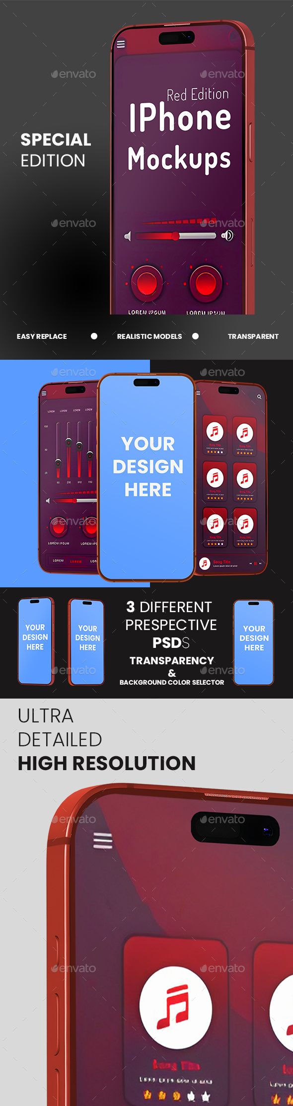 Iphone Mockups- Red Edition