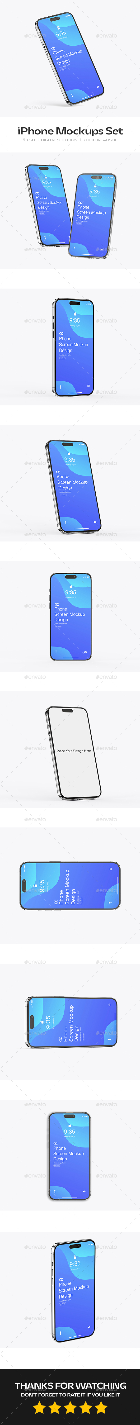 Realistic iPhone Mockup Set