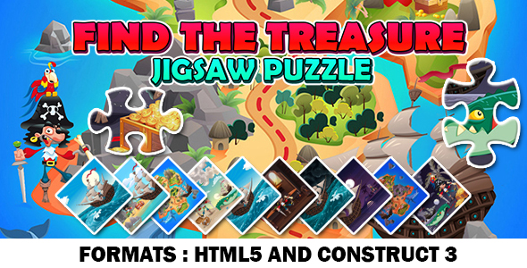 Find the Treasure Jigsaw Game (Construct 3 | C3P | HTML5) Puzzle Game