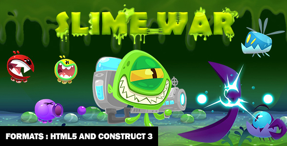 Slime War Game (Construct 3 | C3P | HTML5) Shooting Game