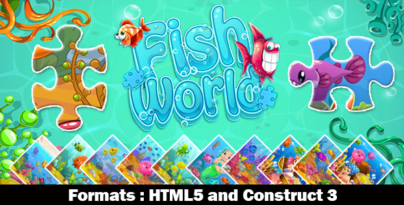 Fish World Jigsaw (Construct 3 | C3P | HTML5) Puzzle Game