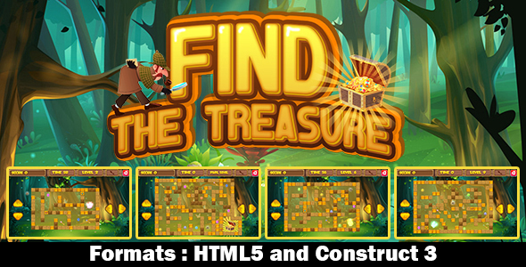 Find The Treasure Puzzle Game (Construct 3 | C3P | HTML5) Maze Game