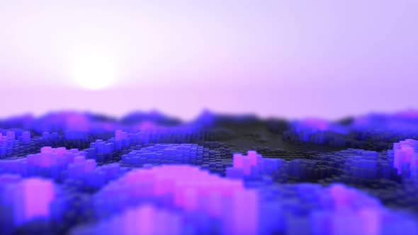 Abstract Purple Cube Waves