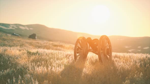 Historic War Gun on the Hill at Sunset alt