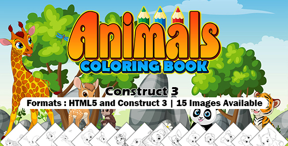 Animals Coloring Book App (Construct 3 | C3P | HTML5) Painting App