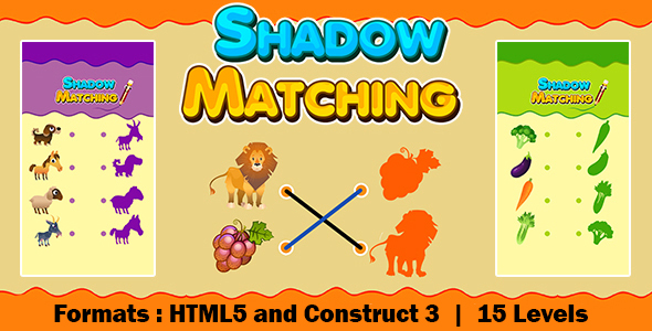 Shadow Matching Game (Construct 3 | C3P | HTML5) Kids Learning Game