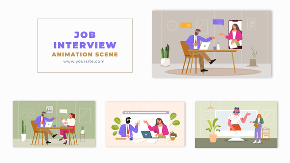 Professional Job Interview Concept Animation Scene