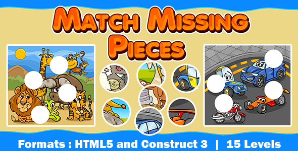 Match Missing Pieces Kids Learning Game (Construct 3 | C3P | HTML5) Educational Game