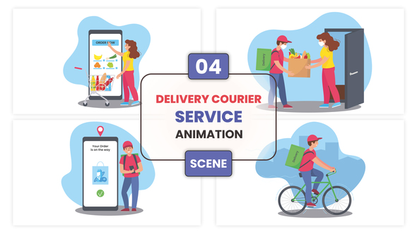 Delivery Courier Service Animation Scene