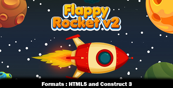 Flappy Rocket v2 (Construct 3 | C3P | HTML5) Space Game