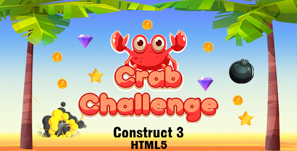 Crab Challenge Game (Construct 3 | C3P | HTML5) Endless Game