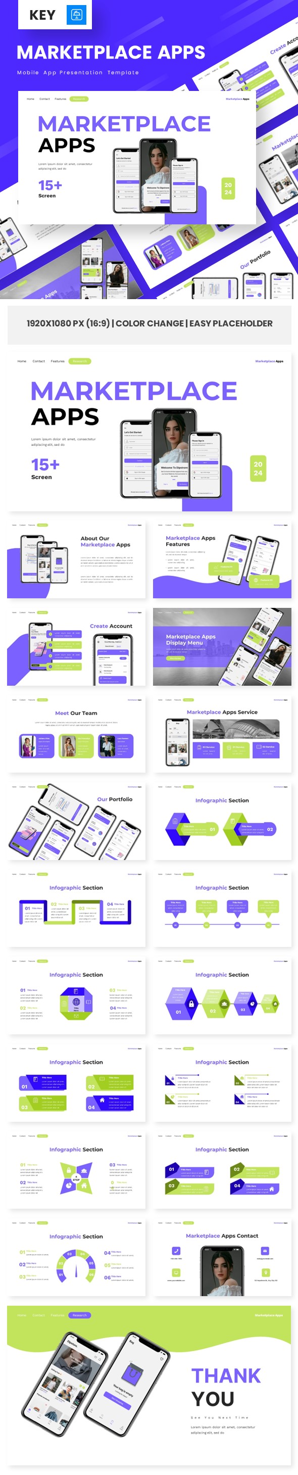 Marketplace Apps - Mobile App Keynote Templates