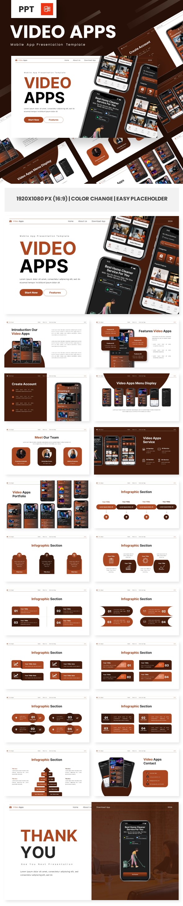 Video Apps - Mobile App Powerpoint Templates