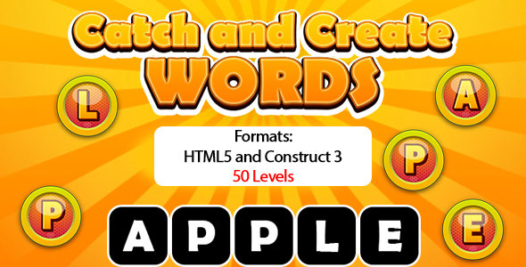 Catch and Create Words Game (Construct 3 | C3P | HTML5) Kids Learning Game
