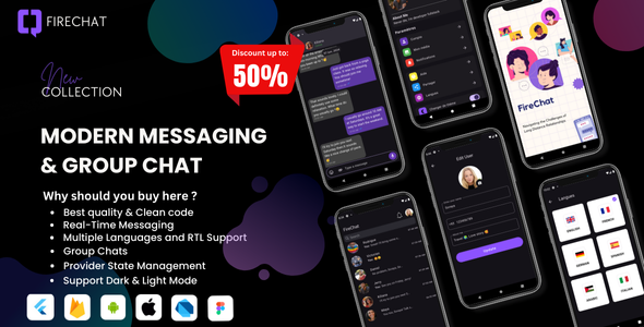 FireChat - Flutter Modern Messaging & Flutter  Group Chat