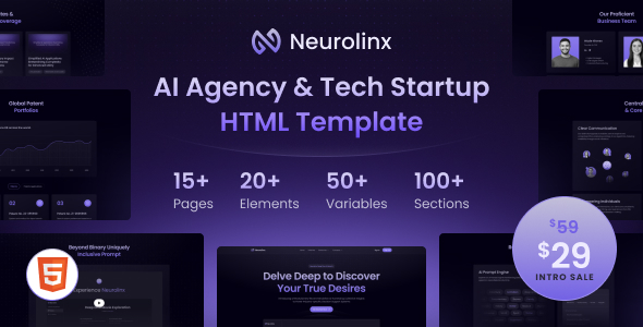 Neurolinx – AI Deep Search Technology Startup & Agency HTML Template – 0 Sold!