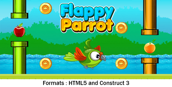 Flappy Parrot Game (Construct 3 | C3P | HTML5) Endless Game