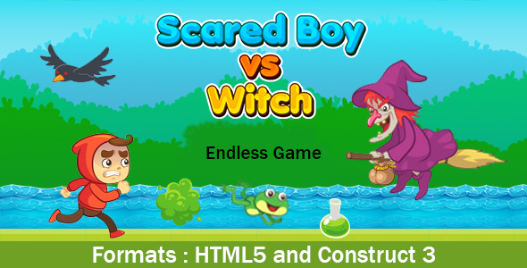 Scared Boy vs Witch (Construct 3 | C3P | HTML5) Endless Game