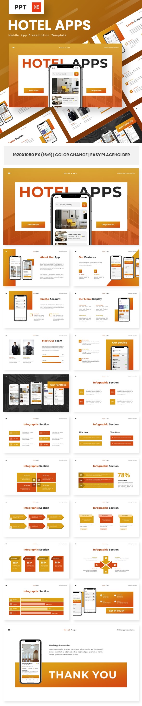 Hotel Apps - Mobile App Powerpoint Templates