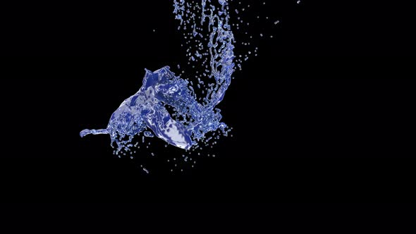 Water Drop Falling Cold Blue Liquid on Black Slow Motion 1000Fps