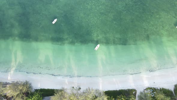 Boats in the Ocean Near the Coast of Zanzibar Tanzania Slow Motion