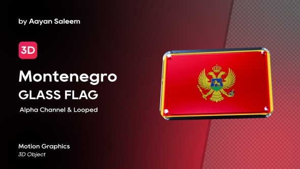 Montenegro Flag 3D Glass Badge