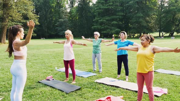 Group of senior doing training