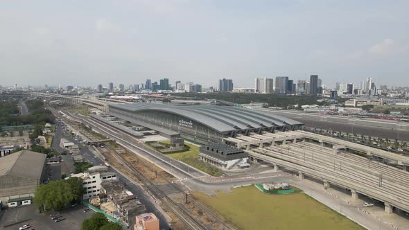 Flyover modern Building of New Railway Station in Bangkok, Thailand