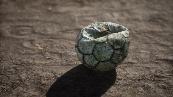 Old Soccer Ball the Cement Floor