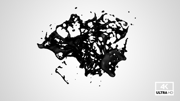 Drops of Black Paint Collide and Create a Splash alt