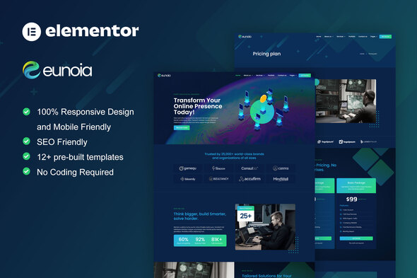 Eunoia - Tech Company Digital Service Elementor Template Kit