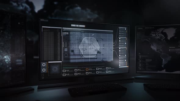 Latest Tracking Software On Computer Screen To Scan Territory Of Air Base