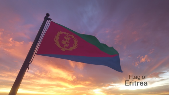 Eritrea Flag on a Flagpole V3