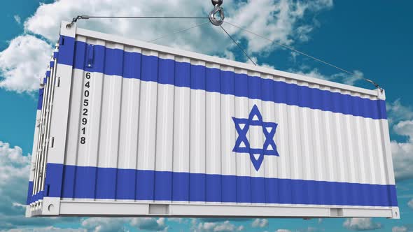 Cargo Container with Flag of Israel alt